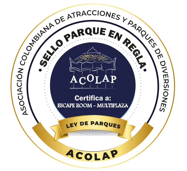 Sello Parque en Regla de ACOLAP para Escape Room Colombia, sede Multiplaza